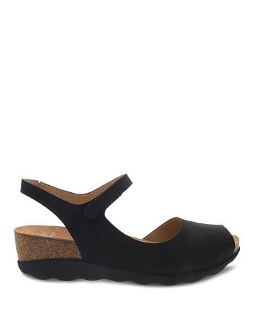 Sandales Dansko Marcy Milled Nubuck Femme Noir | FR 282UZG